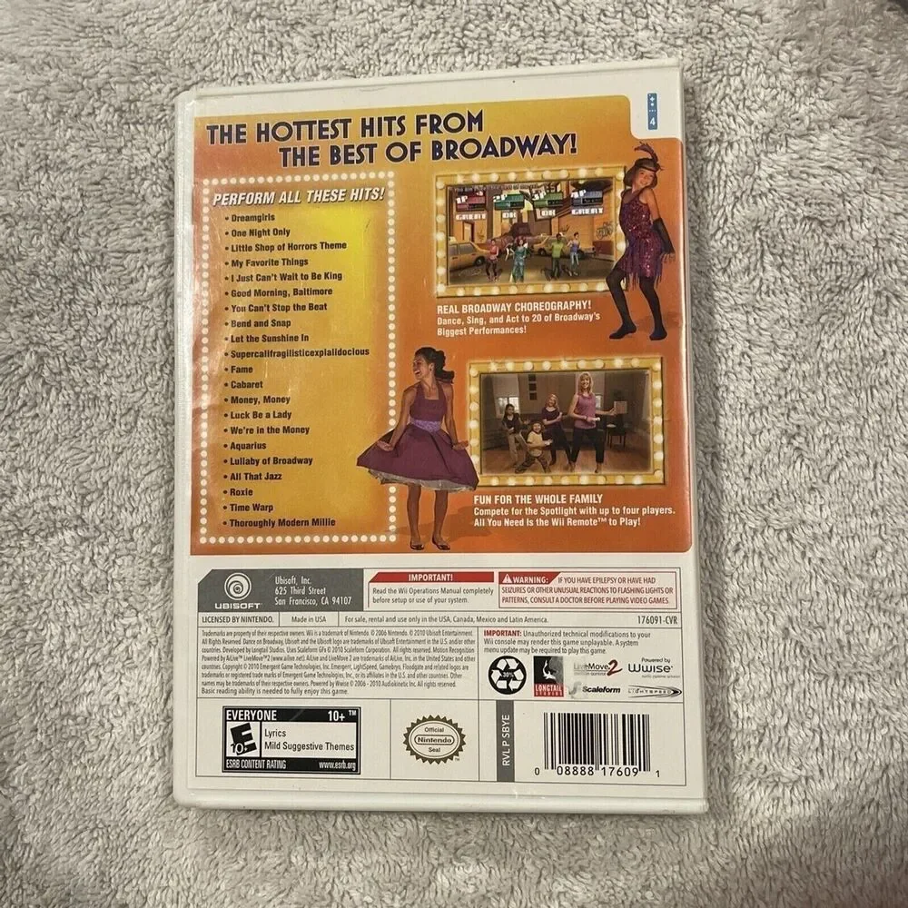 Dance on Broadway (Nintendo Wii, 2010) TESTED CASE & DISC ONLY Video Game
